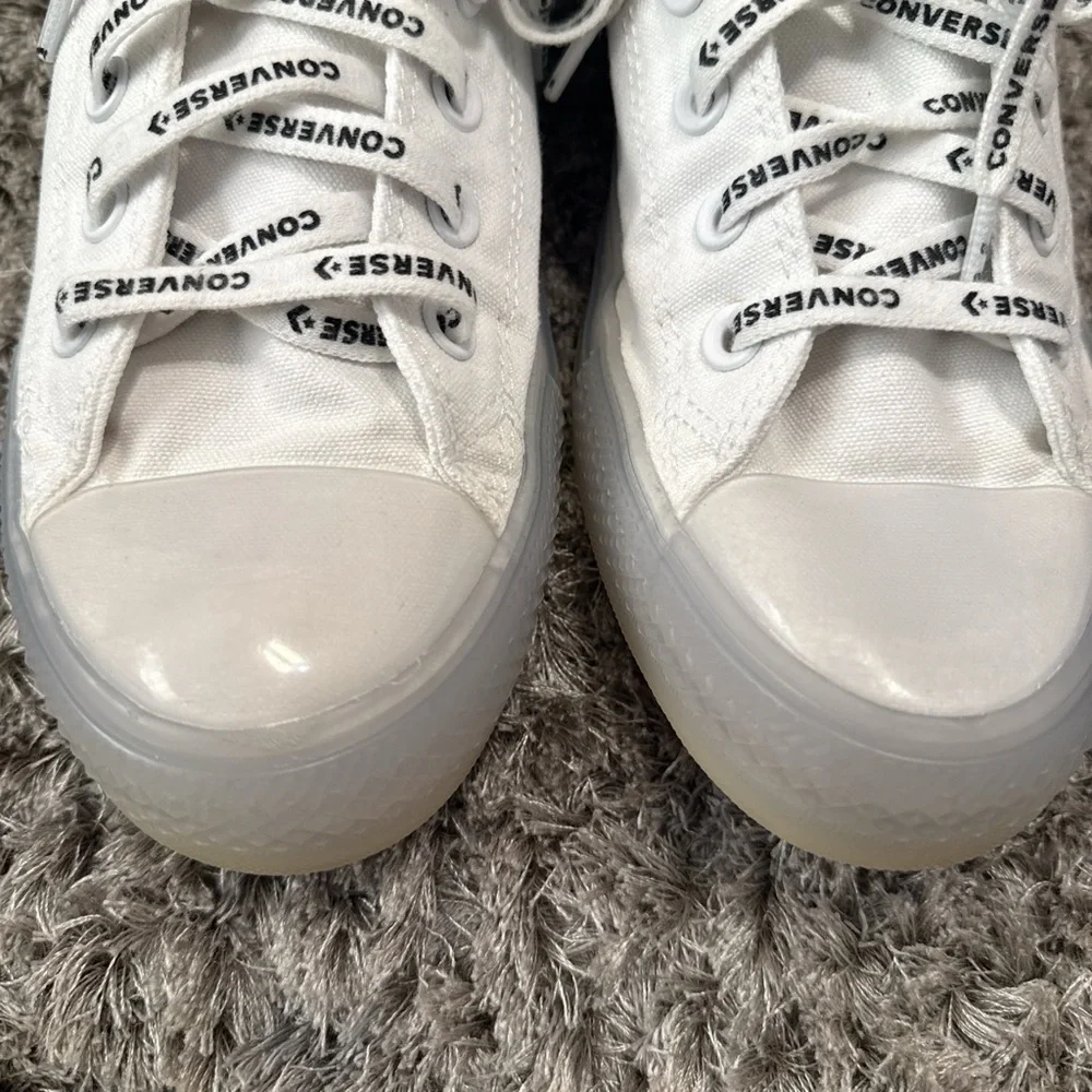 White Converse High Tops with Clear Sole  Size 8/10